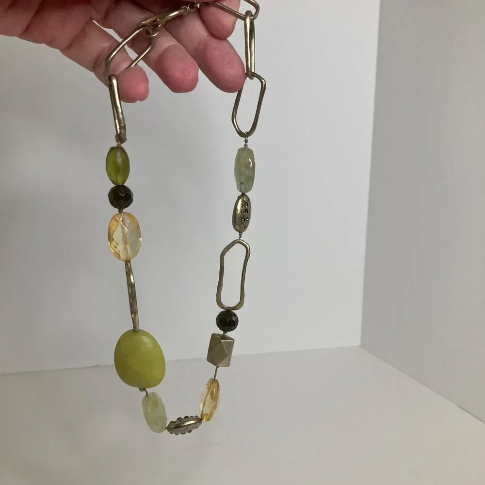 Womens Vintage Sigrid Olsen Lucite Metal Stone Beaded Necklace Earrings Toggle C
